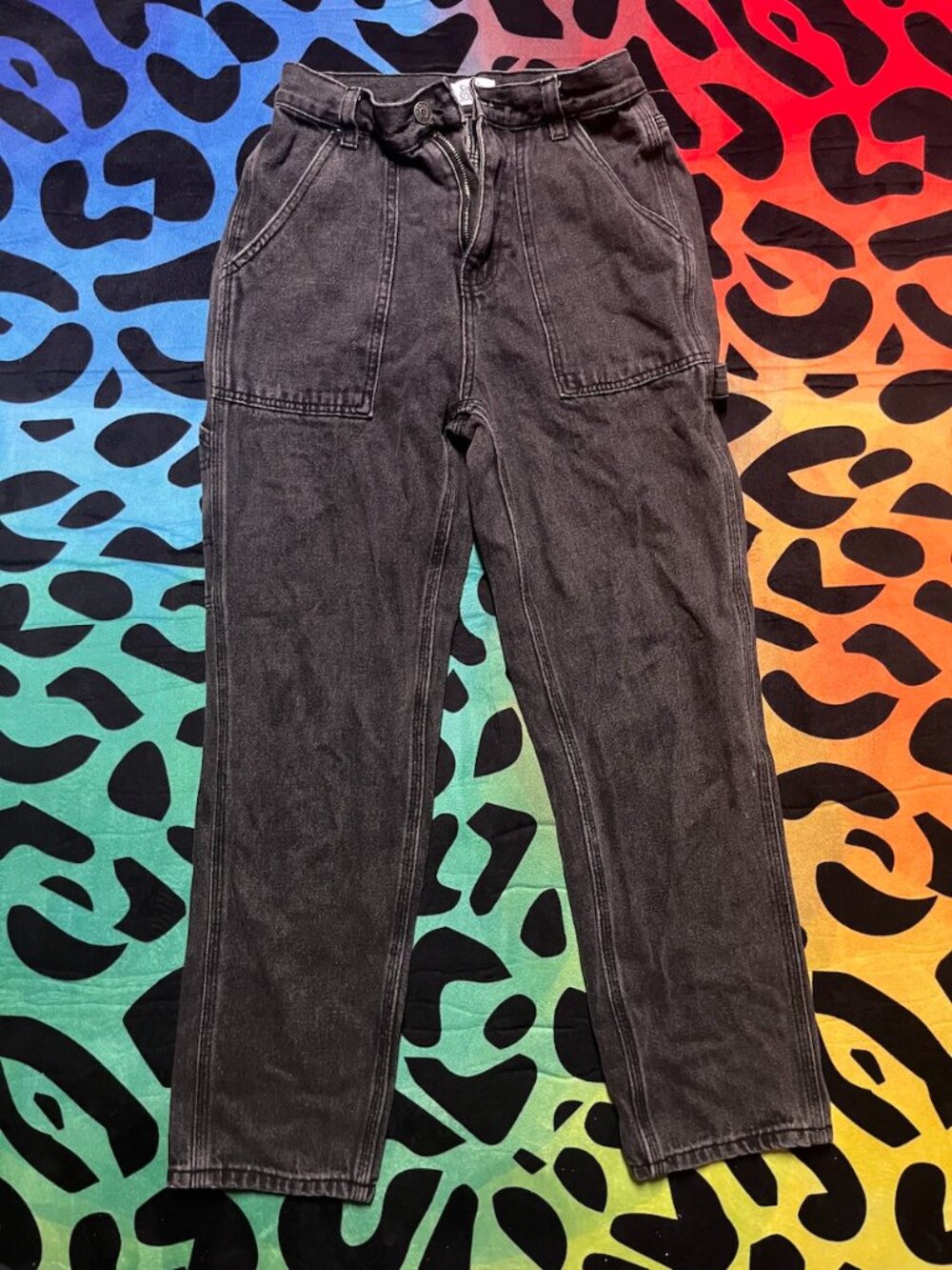 SIMPLE SOCIETY BLACK HIGH RISE CARGO STYLE JEANS SIZE 1/25
